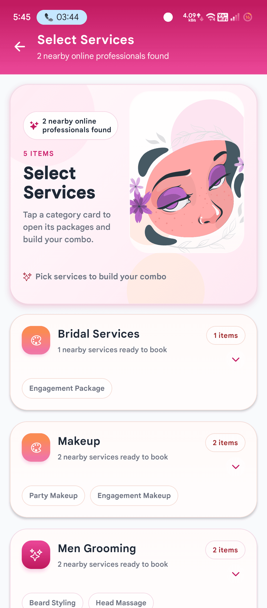 Package selection by category