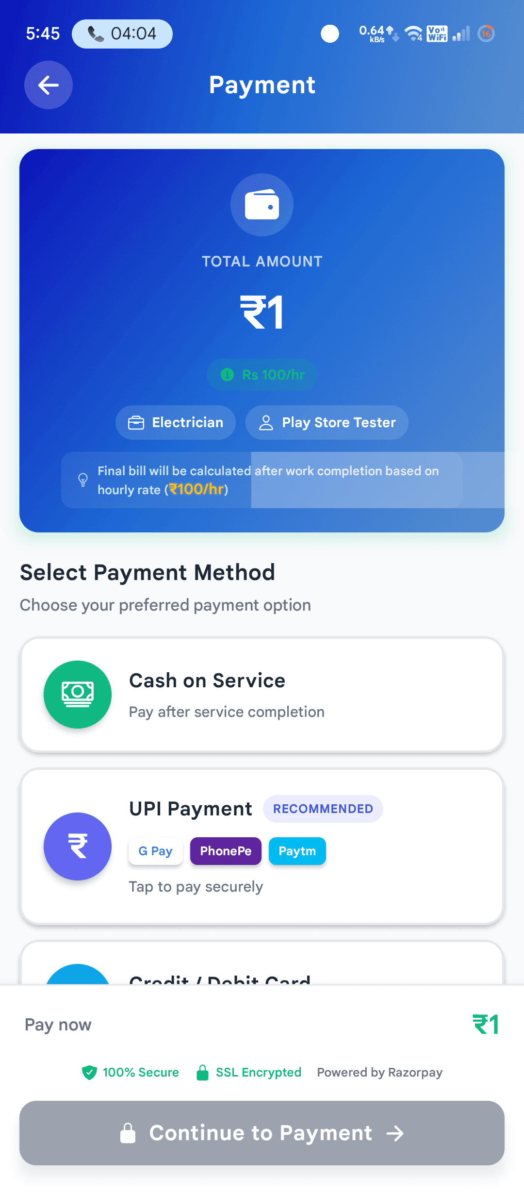 Payment setup