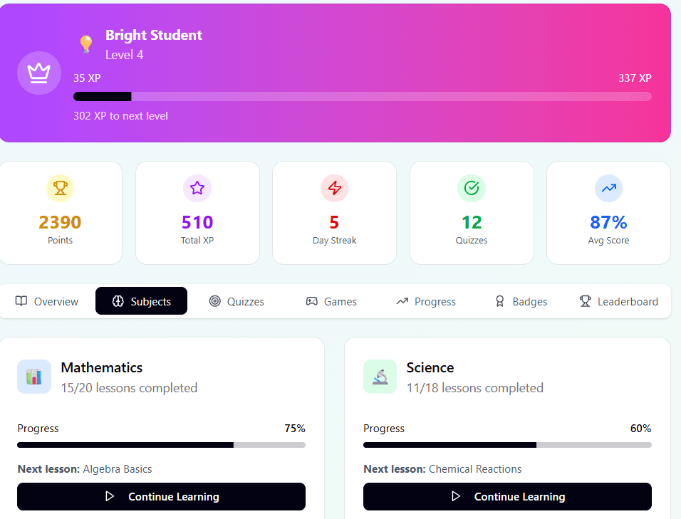 EduQuest - Gamified Learning Platform